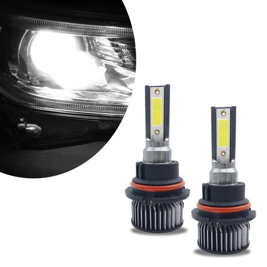 2 PCS 9007 Car LED Fog Light, 35mm x 84mm x 25mm 38W 6000K 6000LM IP68 Waterproof High-brightness COB Wafer Bulb, Auto Auxiliary Lighting Accessories, Compatible with Most Car Models (White)
